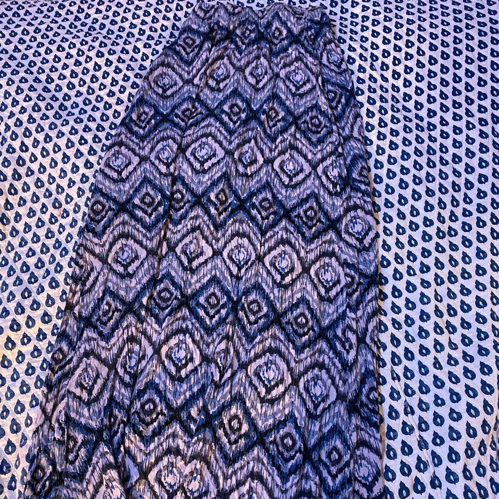 Long blue skirt with beautiful design